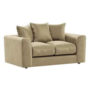 Brooklyn  Plush Velvet Fibre Fabric 2 Seater sofa   Beige