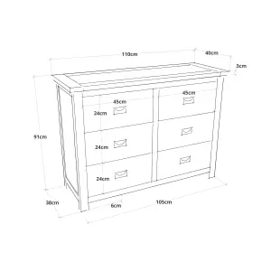 Padua 6 Drawer Chest of Drawers Bras Drop Handle