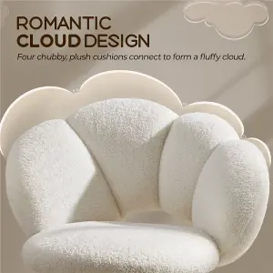 Yaheetech Upholstered Desk Chair with Cloud Shaped Backrest - White