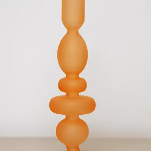 Melody Maison Rust Orange Frosted Glass Candle Holder - 20.5cm