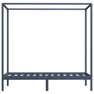 Berkfield Canopy Bed Frame Grey Solid Pine Wood 100x200 cm