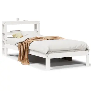 Berkfield Bed Frame with Headboard without Mattress White 75x190 cm Small Single