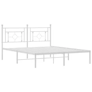 Berkfield Metal Bed Frame without Mattress with Headboard White 150x200cm