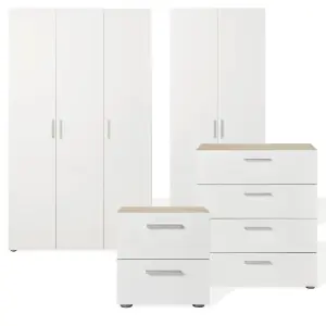 Lamego Modern Matt & high gloss white oak effect Double Wardrobe (H)2009mm (W)787mm (D)497.5mm