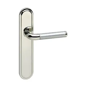 URBNLIVING 123mm Length 2 Pcs Vienna Metal & Polished Nickel Lever Latch Door Plain Handles Set