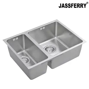 JASSFERRY Undermount Stainless Steel Kitchen Sink 1.5 Bowl Lefthand Smaller Bowl