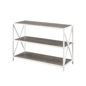 Bremer Bookcase Grey Wash White Metal