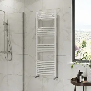 Right Radiators 1400x500 mm Curved Heated Towel Rail Radiator Bathroom Ladder Warmer White