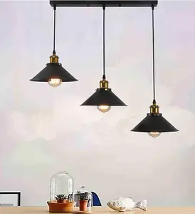 Black Metal Pendant Light 3 Light Chandelier for Kitchen Island, Dining, Living Room