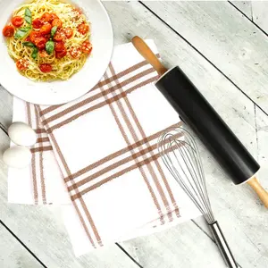 Cotton Stripe Waffle Tea Towel Kitchen Towel Tan