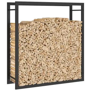 Berkfield Firewood Rack Matt Black 80x28x86 cm Steel