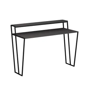 FWStyle Home Office Modern Student Study Desk Anthracite Grey Black Metal Frame