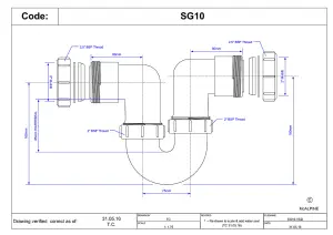 McAlpine SG10 2" 75mm Water Seal Running Tubular Swivel 'P' Trap