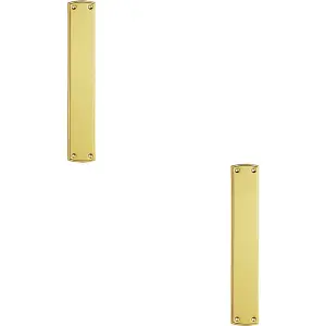 2x Large Ornate Door Finger Plate with Stepped Border 382 x 65mm Polished Brass