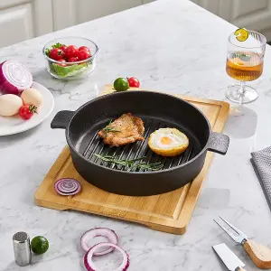 27cm Dia Black Frying Pans Round Cast Iron Grill Pan