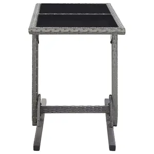 Berkfield Garden Table Anthracite 110x53x72 cm Glass and Poly Rattan