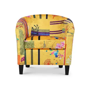 Fabric Gold Patchwork Tricia Tub Chair