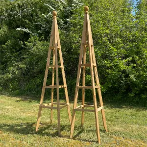 Set of 2 Wooden Garden Obelisks Ideal for Climbing Plants (1.5m)