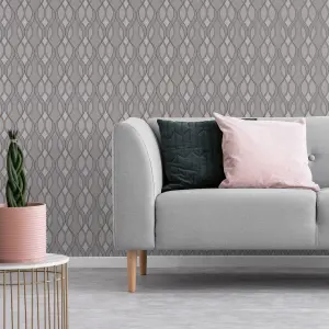 Sublime Ribbon Geometric Rose gold Smooth Wallpaper Sample