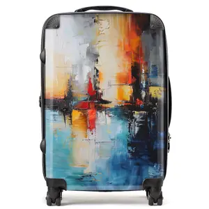 Reflective Splendour: City In Abstract Suitcase - Medium