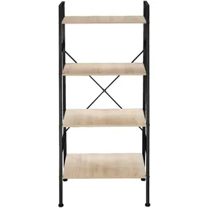 Ladder Shelf Liverpool - industrial style, with 4 shelves, 61.5 x 36.5 x 150 cm - industrial wood light, oak Sonoma