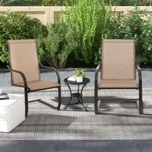 Costway 2PCS Outdoor Dining Chairs Patio C-Spring Motion Outside High Back Chair