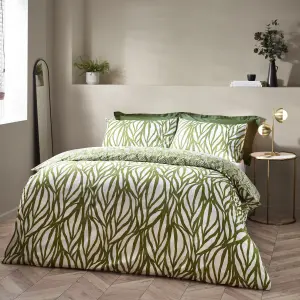 Hoem Frond Abstract Cotton Rich Reversible Duvet Cover Set