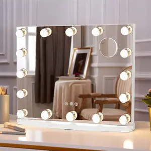 Hollywood Makeup Mirror with LED Bulbs Touch Control Detachable 10X Magnifier 42cm(H)