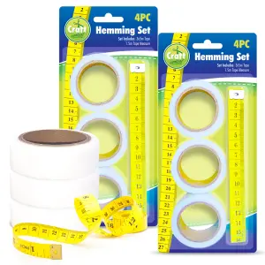 30m Hemming Tape and  2x 150cm Measuring Tape, 40mm No Sewing Tape Roll Adhesive Fabric Fusing Tape, Tape For Curtains