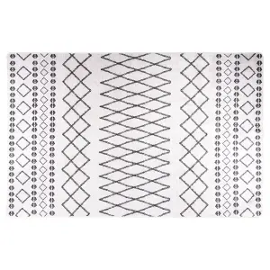 Rug Washable 80x150 cm Black and White Anti Slip