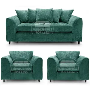 Monaco Chenille Fabric 3 Piece Sofa Set - 3 1 1 Teal