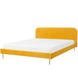 Velvet EU Super King Size Bed Yellow FLAYAT