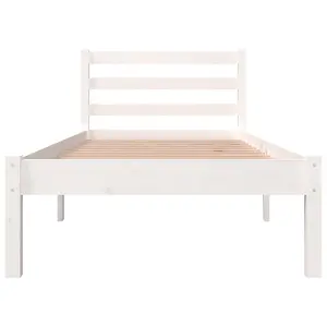 Berkfield Bed Frame Solid Wood Pine 75x190 cm White Small Single