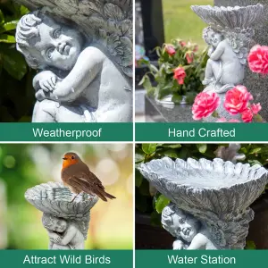 GardenKraft 10959 Angel & Shell Design Bird Bath