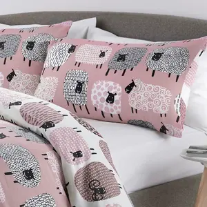 Dotty Sheep 130 TC Reversible Modern & Contemporary Duvet Cover Set Duck Egg / Double - 2 Standard Pillowcases