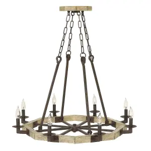 Elstead Wyatt 8 Light Chandelier Iron Finish, E14