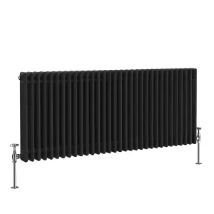 Right Radiators 600x1462 mm Horizontal Traditional 3 Column Cast Iron Style Radiator Black