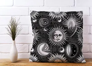 Moon and Sun Black White Cushions 45cm x 45cm