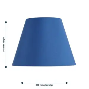 First Choice Lighting Set of 2 Blue Cotton 20cm Diameter Tapered Fabric Lamp Shades