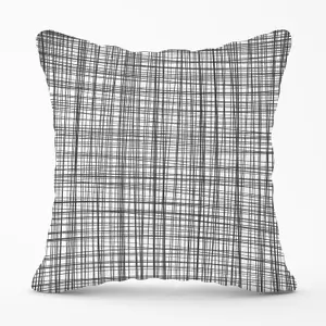 Monochrome Pencil Scribble Outdoor Cushion 45cm x 45cm