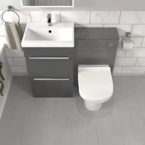 Nes Home Steel Grey Basin Vanity Cabinet With WC Unit & Soft Close Toilet