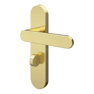 GoodHome Minzh Brushed Brass effect Arch Lock Door handle (L)120mm (D)53mm, Pair