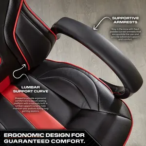 X-Rocker Maverick Gaming Chair PC Home Office Swivel PC Gaming Seat - BLACK / RED