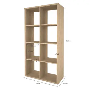 GoodHome Mixxit Natural oak effect Freestanding 8 shelf Rectangular Shelving unit, (H)1426mm (W)735mm