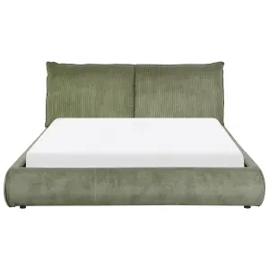 Corduroy EU King Size Bed Green VINAY