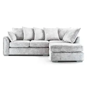 Chiswick Fabric Corner Sofa Silver Fox with Footstool - Right Hand Facing