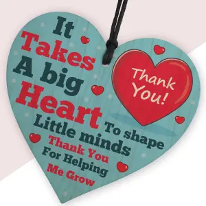 Red Ocean Teacher Wood Heart Gift - Thank You Gifts for School Teacher, TA, Nursery, Leaving - Gifts for Teachers