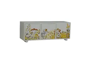 Hand Printed Jewellery Storage Boxwith 3 Drawers  Women Jewelry Organizer with 3 Drawers Compartments Soft Lining Floral Yellow