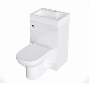 Nes Home 500mm Gloss White Two-In-One Combined Wash Basin & Toilet - Freestanding