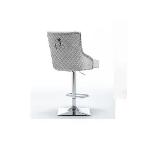 Portland Swivel Upholstered Adjustable Height Counter Stool with Metal Frame Shimmer Grey